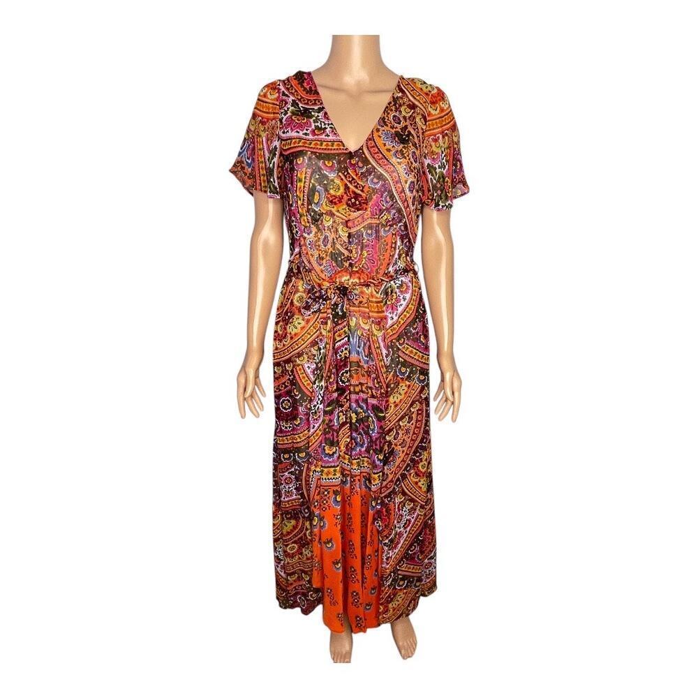 Anthropologie Akemi + Kin Murol Wrapped Boho Maxi Dress size 12